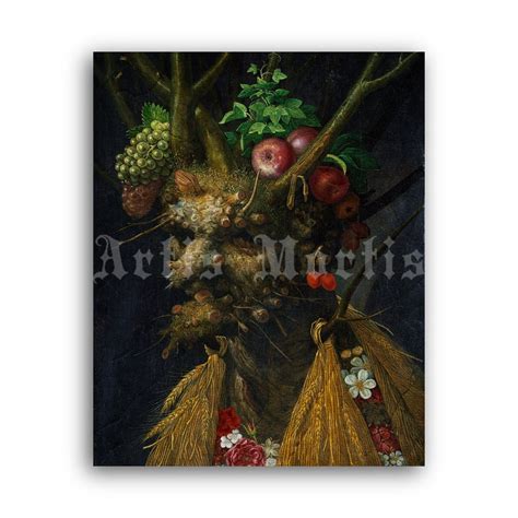 Printable Four Seasons in One Head - painting by Giuseppe Arcimboldo