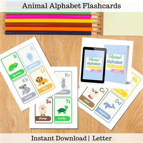 Animal Alphabet Printable Flashcards Printable Homeschool Flashcards Preschool Printable ...