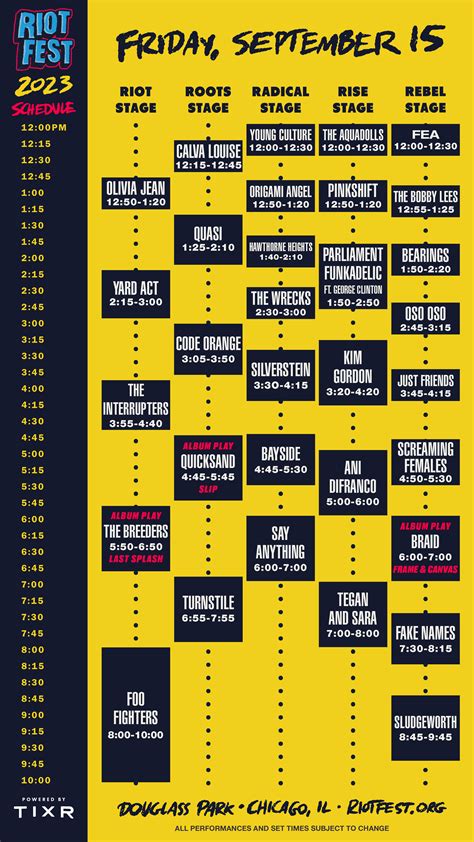 The Riot 2023 Band Schedule is Here! - Riot Fest