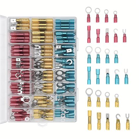 Heat Shrink Wire Connectors Kit: 270 PC Variety of Waterproof Electrical Crimp Terminals ...