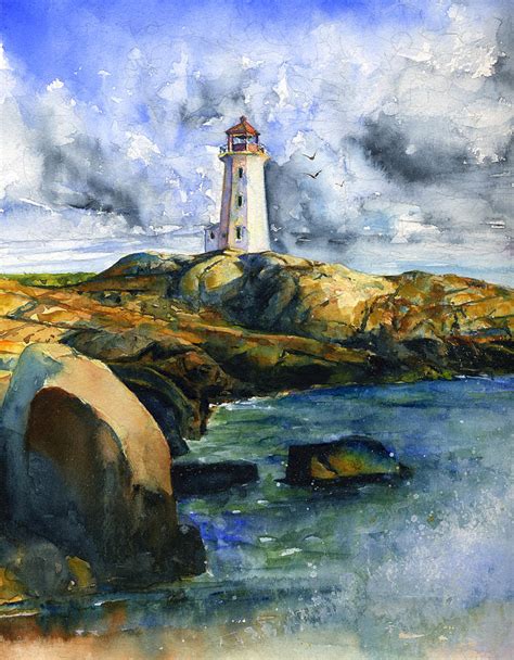 Peggys Cove Lighthouse Portrait Painting