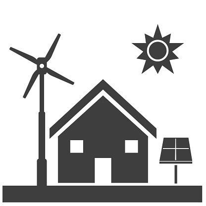 Eco Friendly Home Conservation Selfreliance Black Vector Silhouette Illustration Stock ...