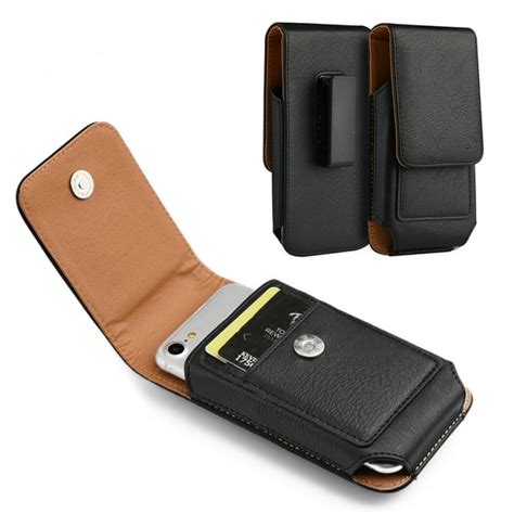 Universal 4.7" Cell Phone Pouch Vertical Leather Case with Cards Holder Slots Rotation Belt Clip ...