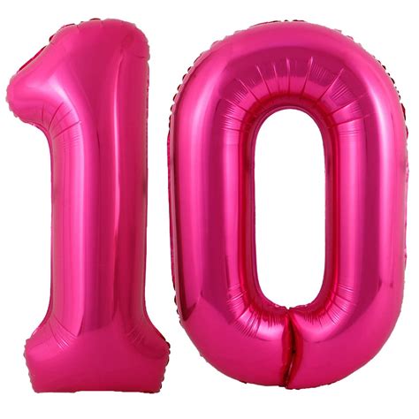 40 Inch Hot Pink 10 Number Balloons Giant Jumbo Huge 10 Foil Mylar ...