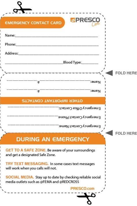 Printable Emergency Contact Card - Printable Word Searches