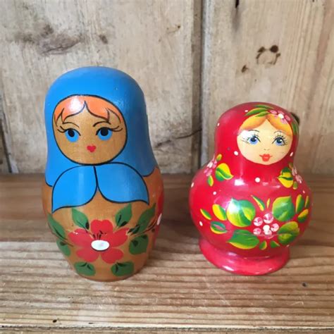 VINTAGE RUSSIAN MATRYOSHKA Dolls X 2 Sets Nesting Stacking Hand Painted Babushka £18.00 ...