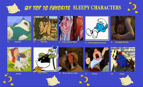 The Ten Most Sleepy Characters (For me) by Austria-Man on DeviantArt