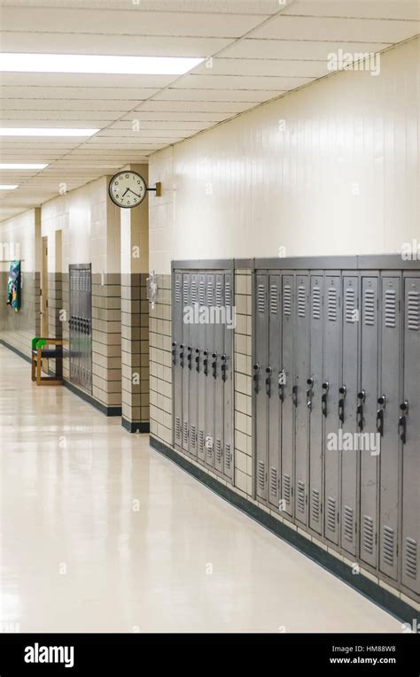 School Hallway with Lockers Stock Photo - Alamy