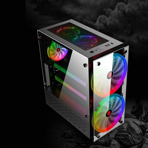 RGB Computer Case Double Side Tempered Glass Panels ATX Gaming Water Cooling PC Case with 2 ...