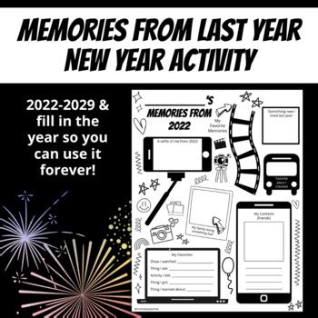 New Year Memories From Last Year Activity by Mslovejoyteaches | TPT