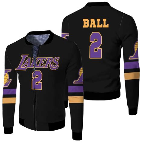 02 Lonzo Ball Lakers Jersey Inspired Style Fleece Bomber Jacket