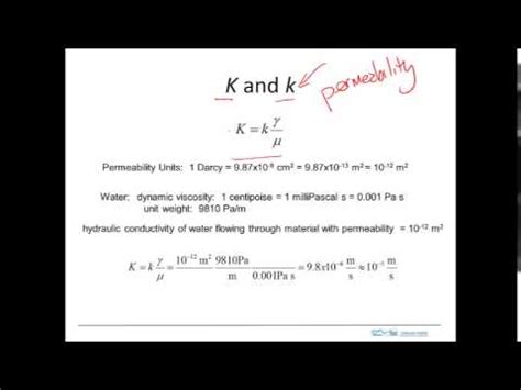 Hydraulic Conductivity Units