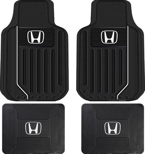 4 Piece Elite Black ALL Weather Heavy Duty Rubber Front & Rear Floor Mats Universal for Honda ...