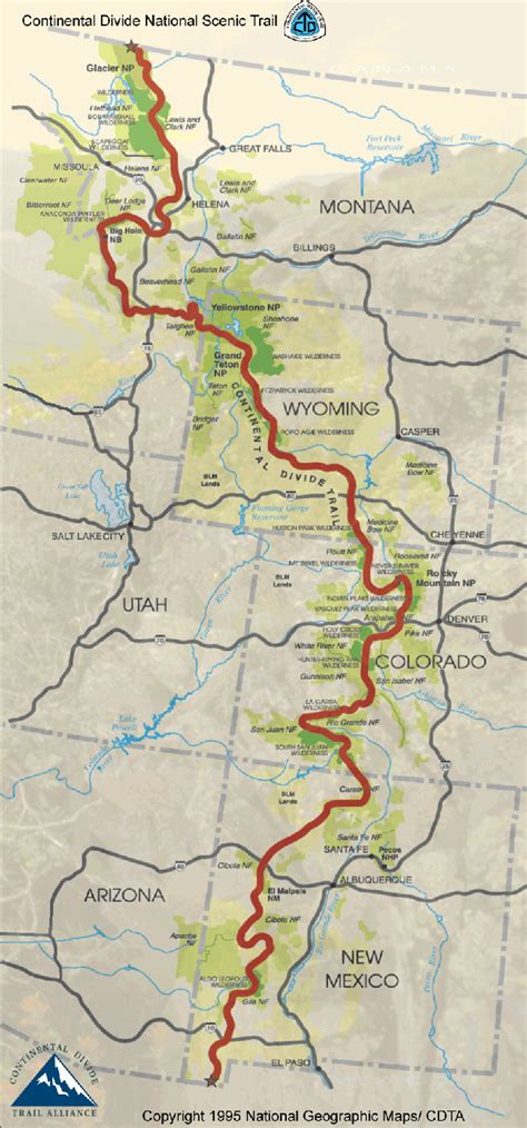 The Continental Divide Trail map [673x1440] : CampingandHiking