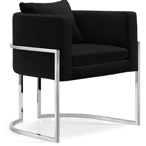 Pippa Black Velvet Accent Chair-Color:Black Velvet,Finish:Chrome,Style ...