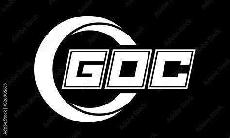 GOC three-letter circle logo design. custom font black and white logo ...