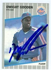 Dwight Gooden autographed baseball card (New York Mets) 1989 Fleer #36