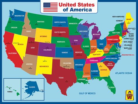 USA Wall Map & World Map for Kids Wall Poster -Countries, States ...