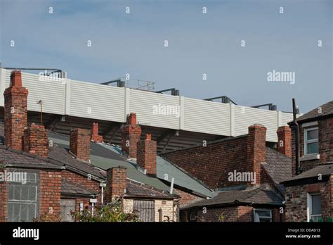 The Spion Kop end of Anfield stadium in Liverpool overlooks many its neighbouring condemned ...