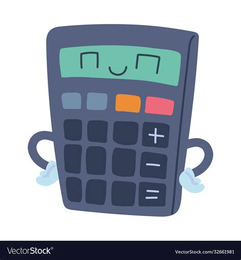 Calculator with happy face cartoon Royalty Free Vector Image