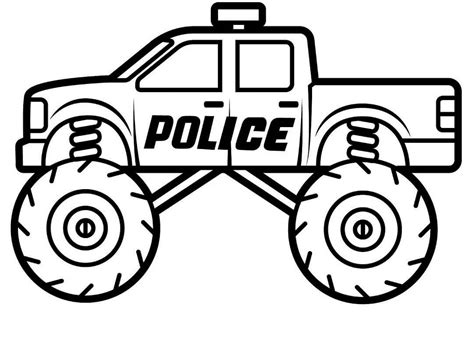 Police Monster Truck coloring page - Download, Print or Color Online for Free