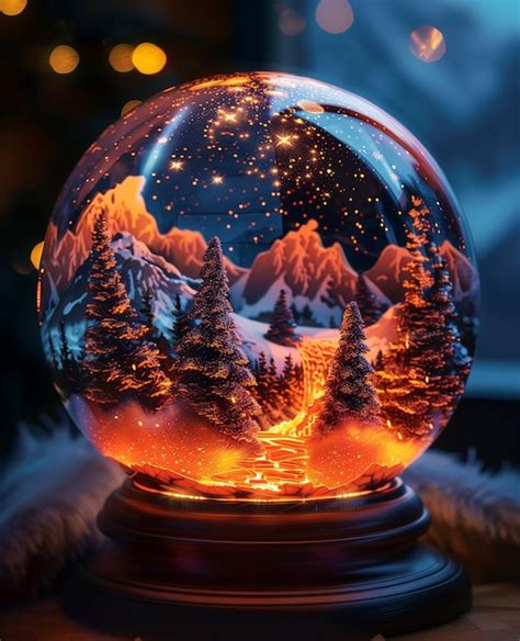 Premium Photo | A snow globe with a christmas tree on it