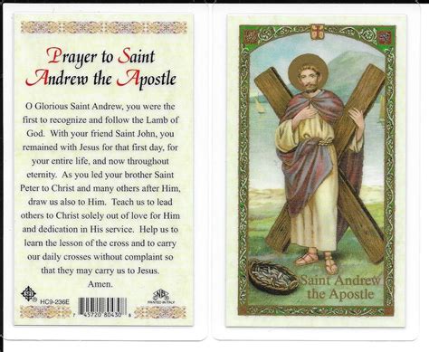 Laminated Prayer Card to Saint Andrew the Apostle