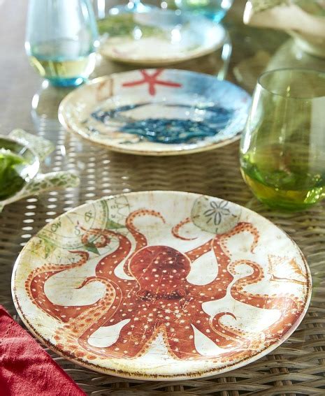 Coastal & Nautical Melamine Plates & Dinnerware for Outdoor ...