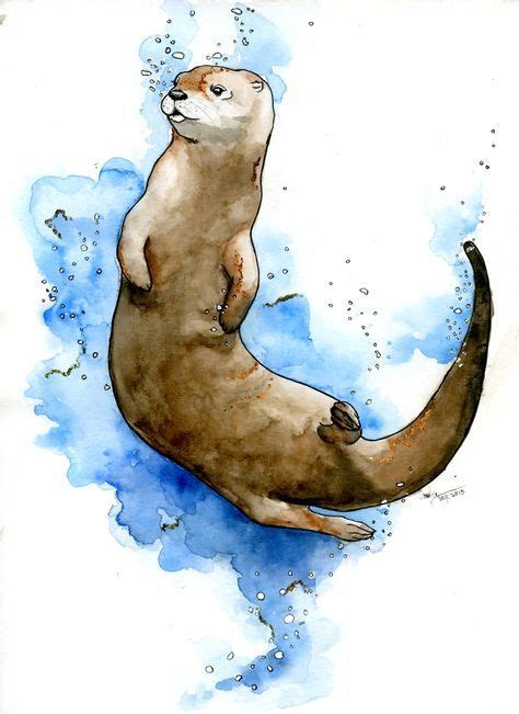 The Otter | Otter art, Otter illustration, Animal drawings