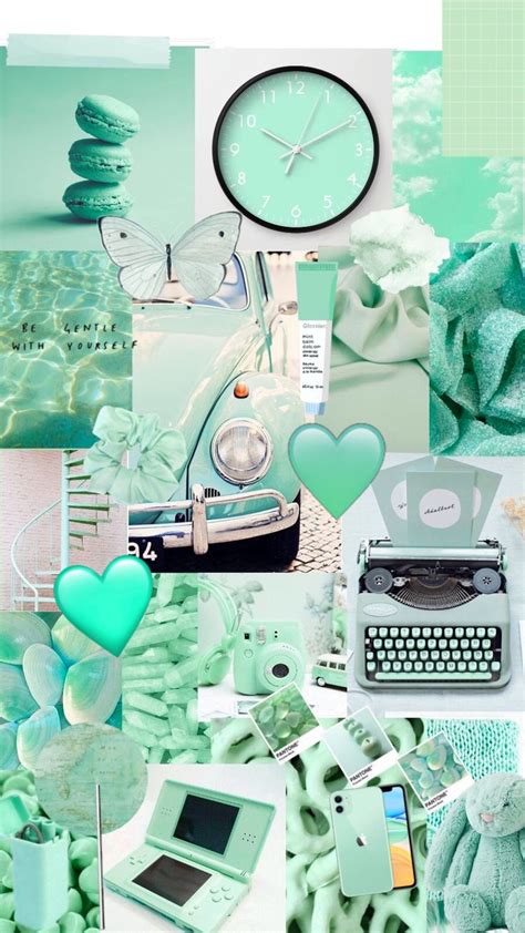 Mint green pastel collage wallpaper in 2020 | Mint green wallpaper, Mint green aesthetic, Mint ...