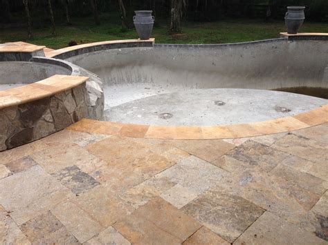 Travertine Pool Deck Colors | Patio pavers design, Travertine pool decking, Travertine pool