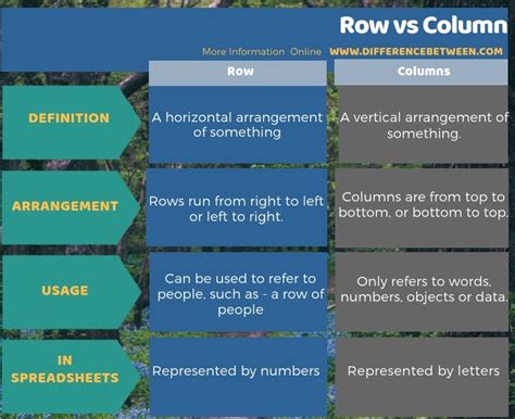 Difference Between Row and Column | Compare the Difference Between Similar Terms