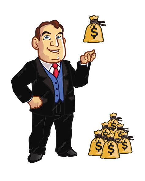 Premium Vector | Rich Man with Money Bags Cartoon Mascot