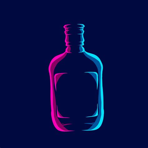 Liquid whiskey alcohol logo line pop art portrait colorful design with ...