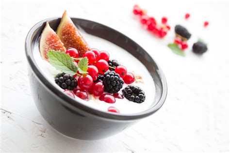 Healthy Snack, Yogurt With Berries and Figs Topping