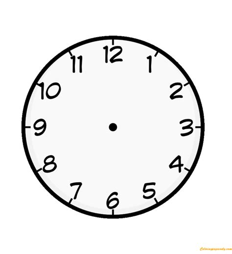 Clock Face Coloring Page - Free Printable Coloring Pages