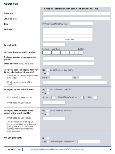 Universal Credit Capability For Work Questionnaire - Fill and Sign ...