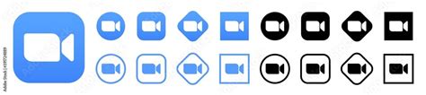 Set of different style icon zoom cloud meetings, social media icons ...