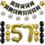 Amazon.com: Happy to 57th Birthday Balloons Silver Set - Birthday Theme Decorations for 57 Years ...