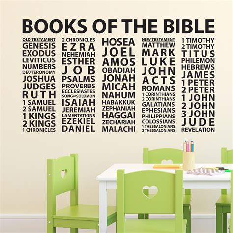 Books of the Bible Vinyl Wall Decal Church Wall, Christian or Catholic