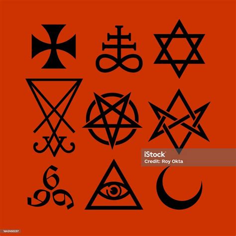 Satanic Symbols Medieval Occultism Magic Stamps Sigils Keys Mystical Symbols Knots Devils Cross ...