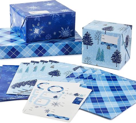 Winter Wonderland Recyclable Wrapping Paper Sheets (12 Folded Sheets with Gift Tags) - Festive ...