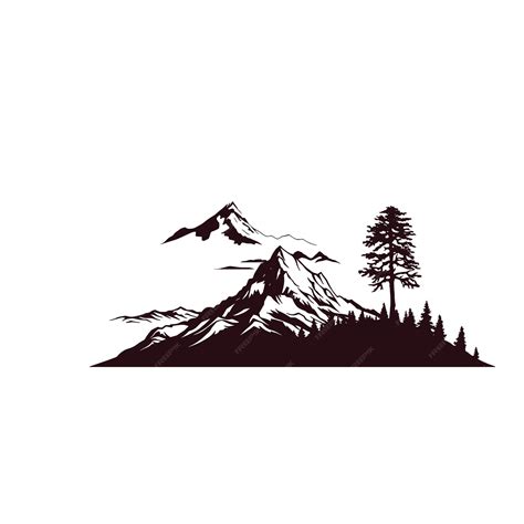 Premium Vector | Mountain landscape silhouette isolated on white ...