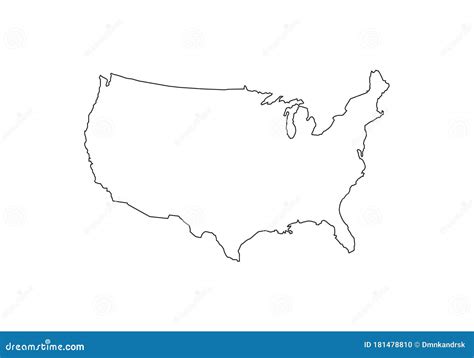 USA Outline Map National Borders Country Shape Stock Vector ...