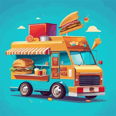 Premium Vector | Food truck vector on a white background