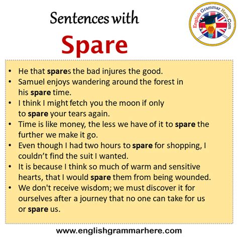 Sentences with Spare, Spare in a Sentence in English, Sentences For ...