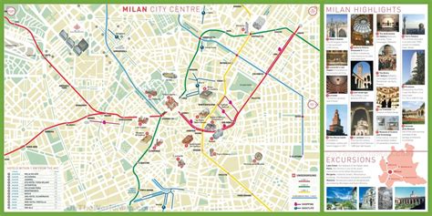 Milan city map tourist - City sightseeing milan map (Lombardy - Italy)