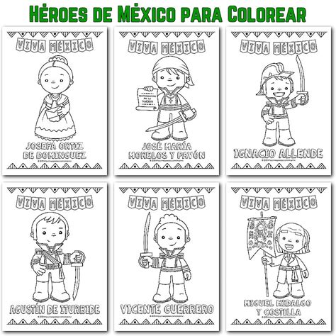 Héroes de la Independencia de México para Colorear. Personajes del Mes ...