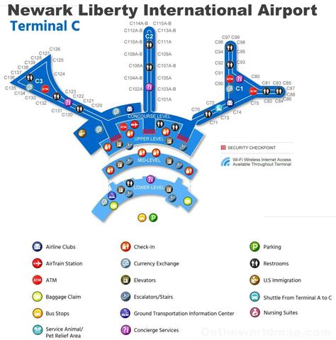 EWR terminal c map - Map of EWR terminal c (New York - USA)