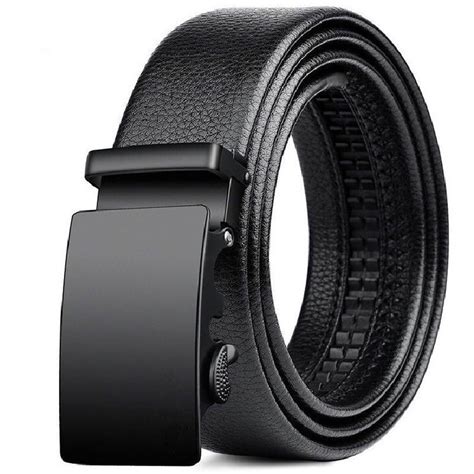 Fashion Men's Belt Automatic Buckle Leather Belt Black Belts for Men ...